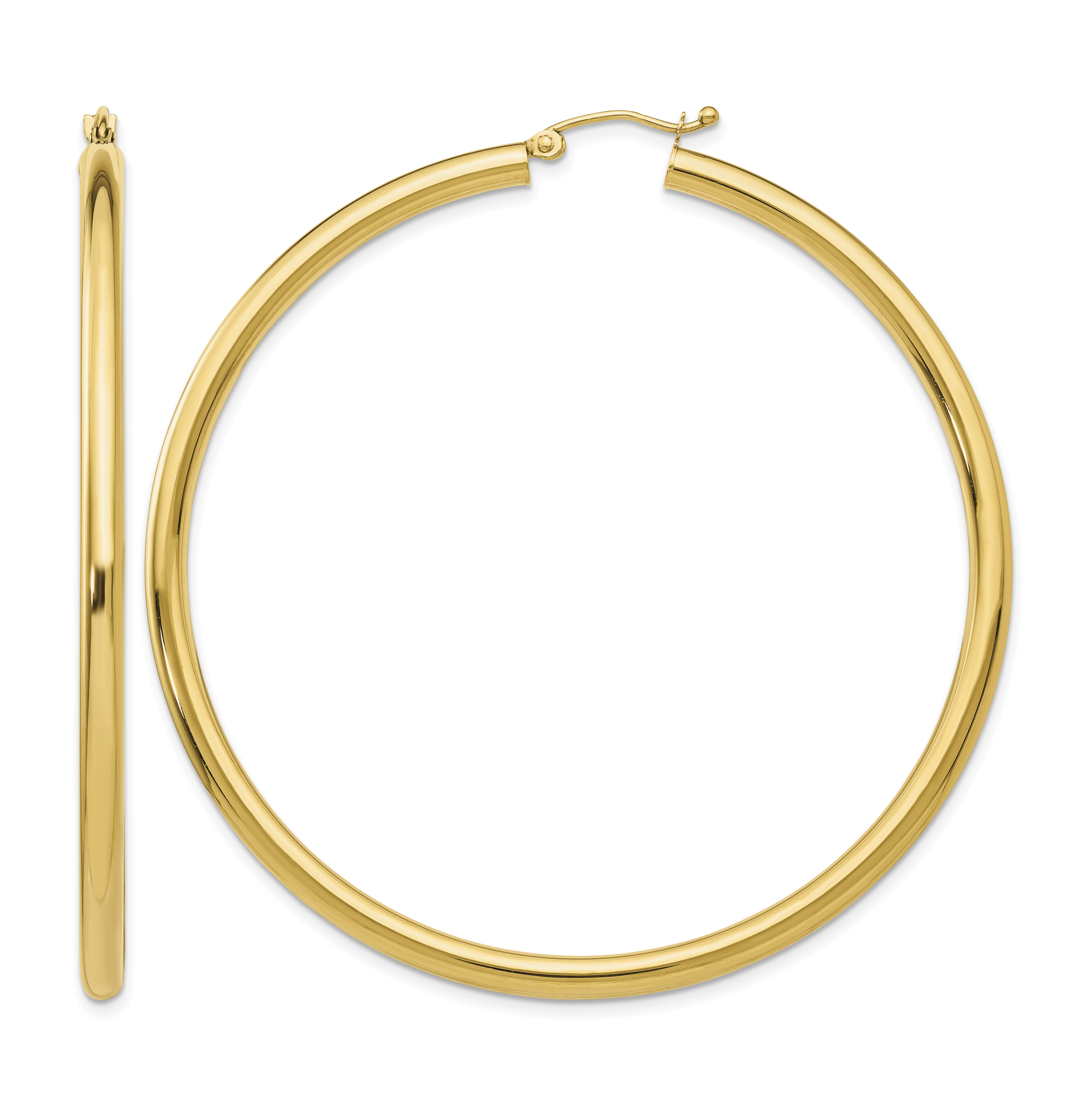 10k Polished 3mm Lightweight Tube Hoop Earrings (10T945L)