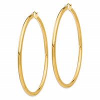 10K Yellow Gold Polished 3mm Tube Hoop Earrings view 2