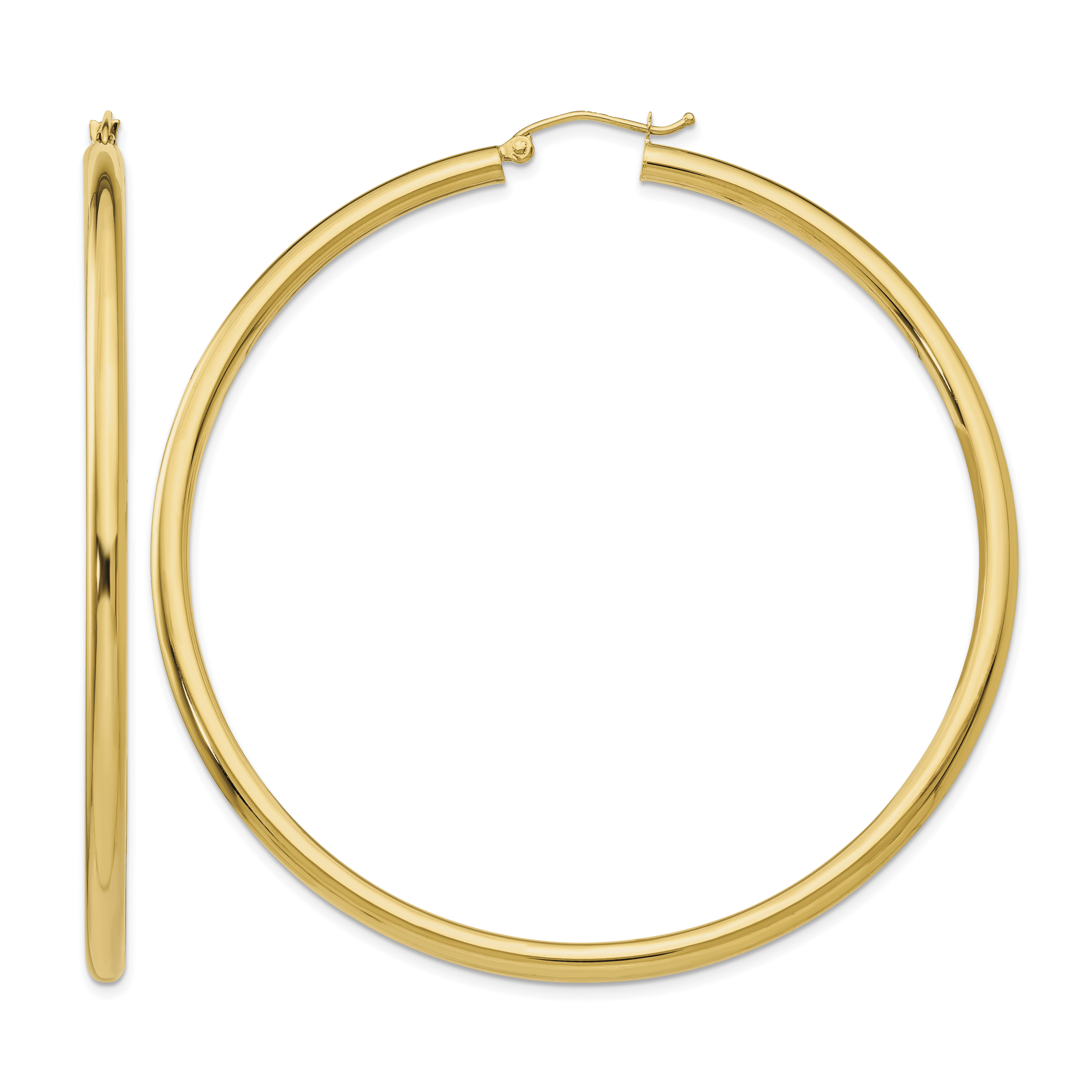 10K Polished 3mm Tube Hoop Earrings (10T946)