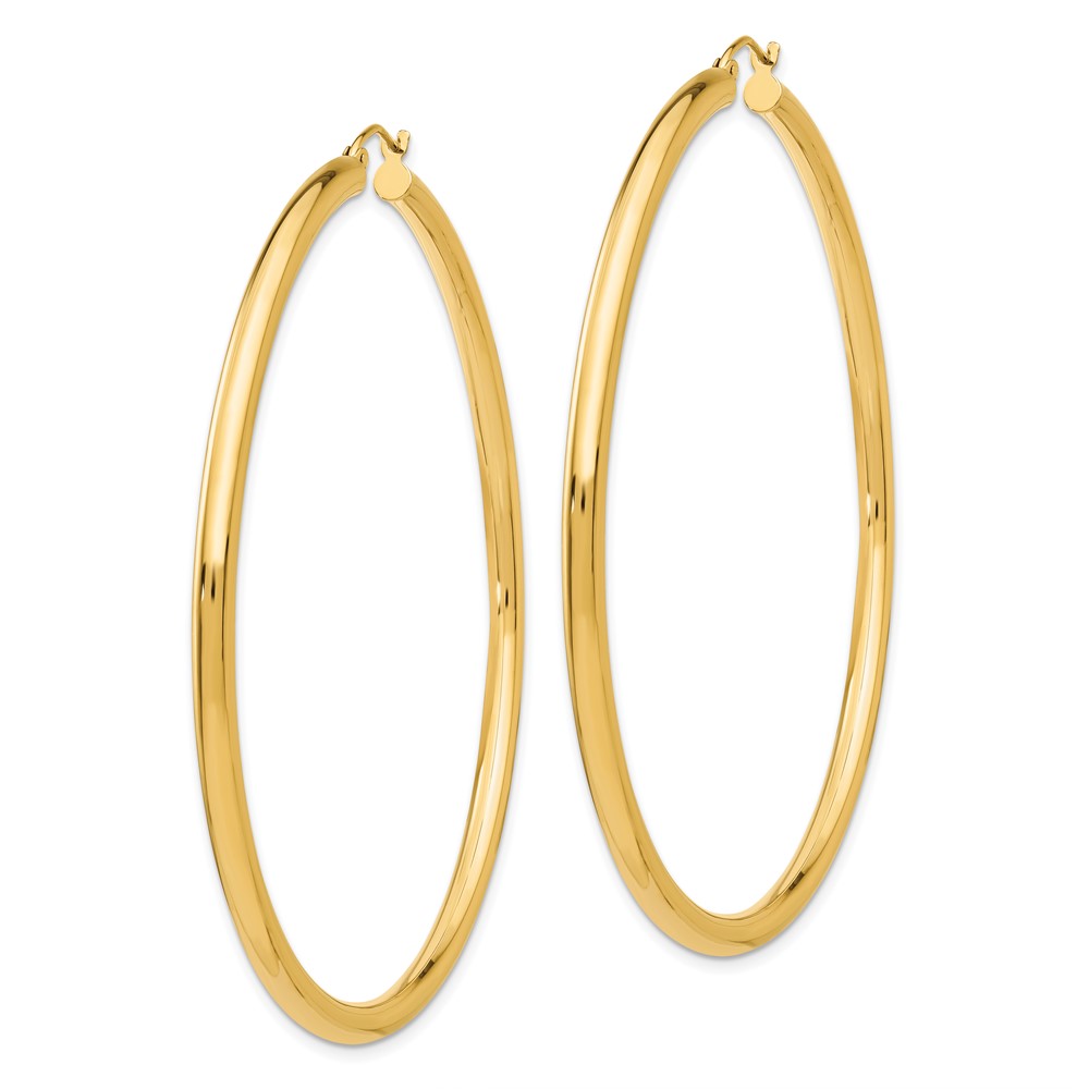 10k Polished 3mm Lightweight Tube Hoop Earrings (10T946L)