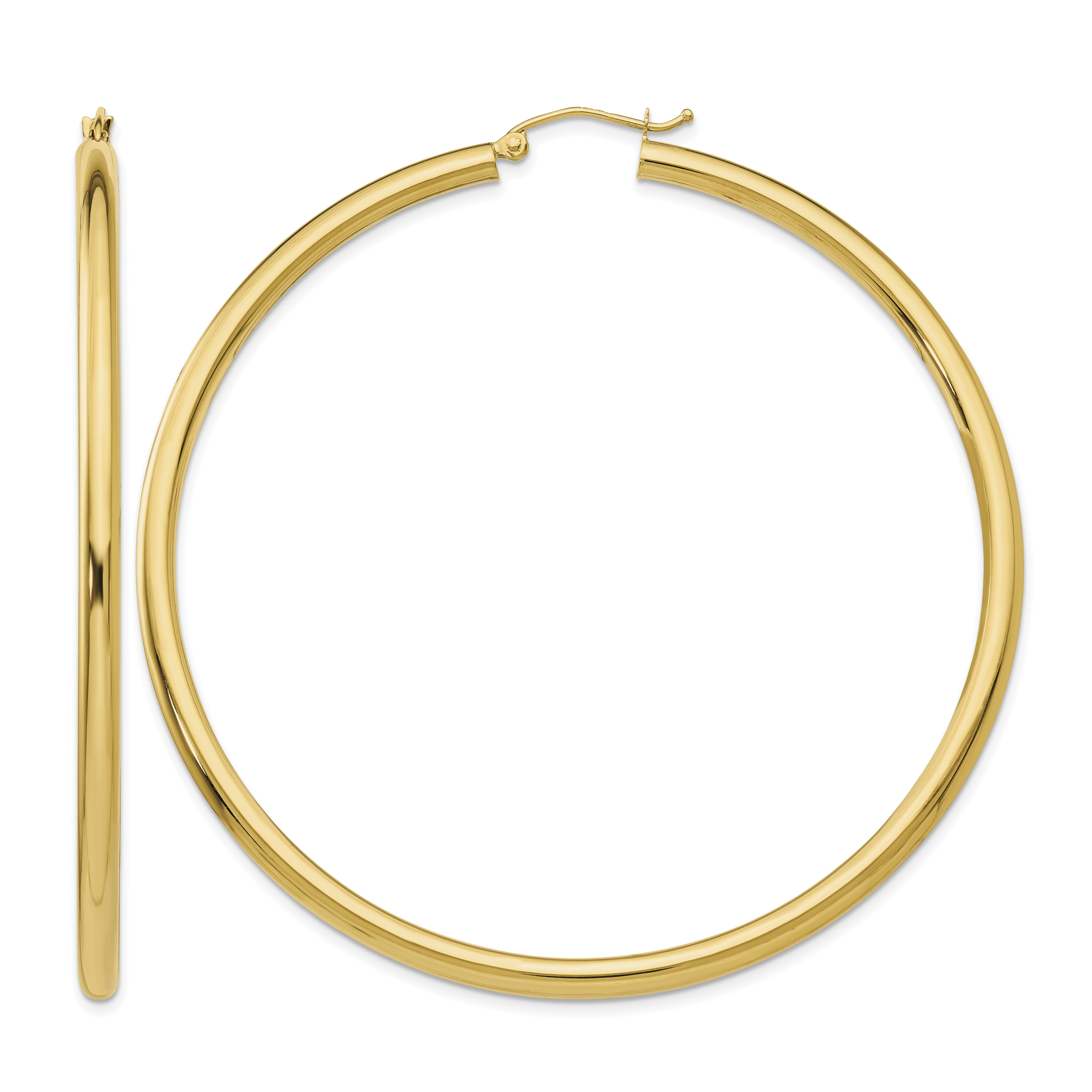 10k Polished 3mm Lightweight Tube Hoop Earrings (10T946L)
