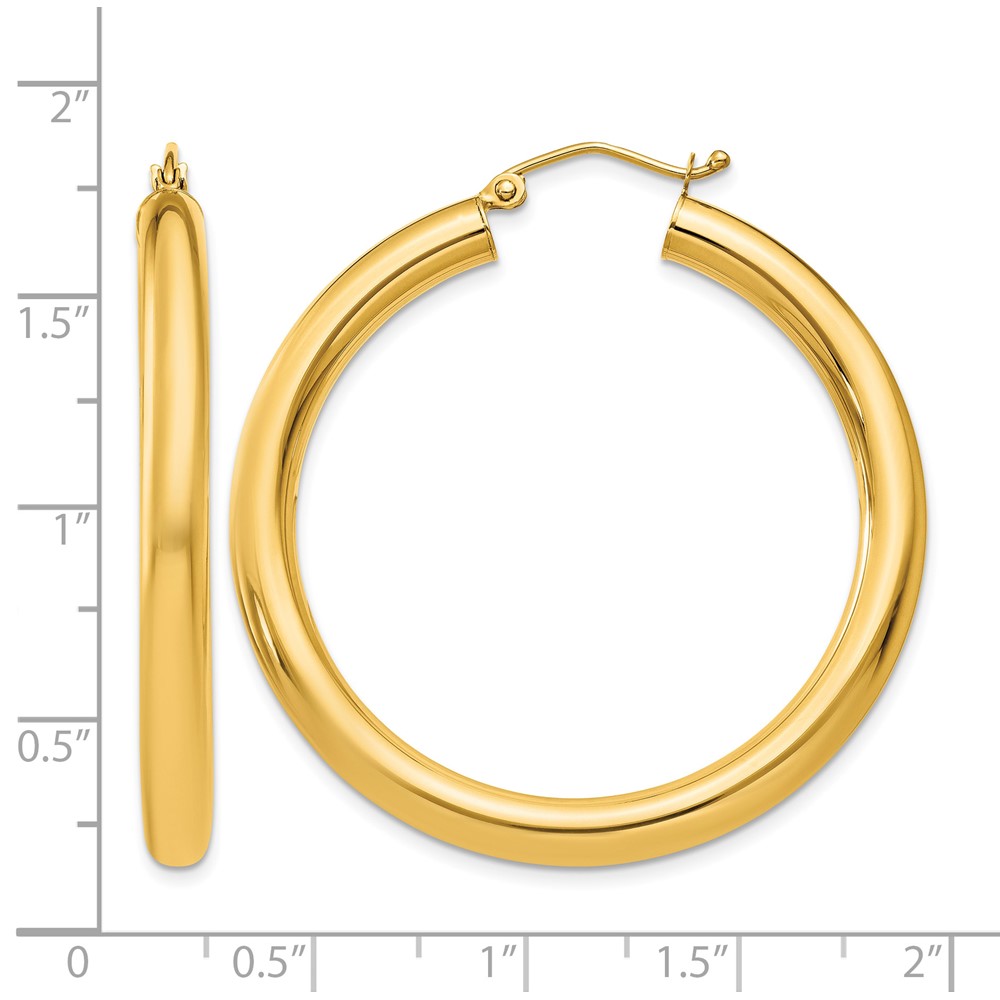 10K Polished 4mm Tube Hoop Earrings (10T947)