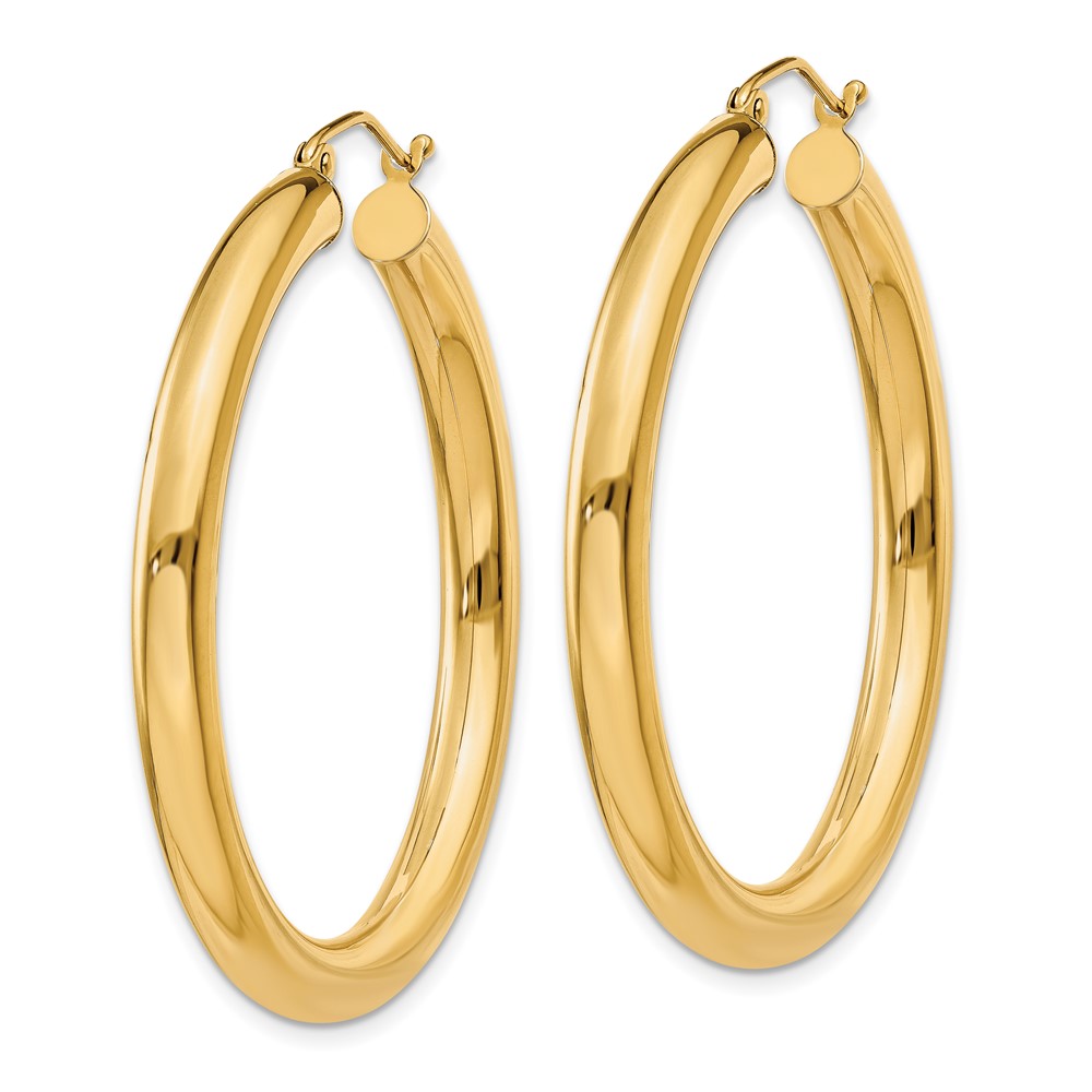 10k Polished 4mm Lightweight Tube Hoop Earrings (10T947L)