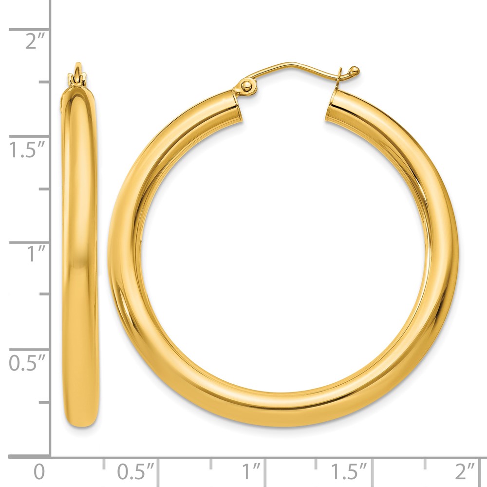 10k Polished 4mm Lightweight Tube Hoop Earrings (10T947L)