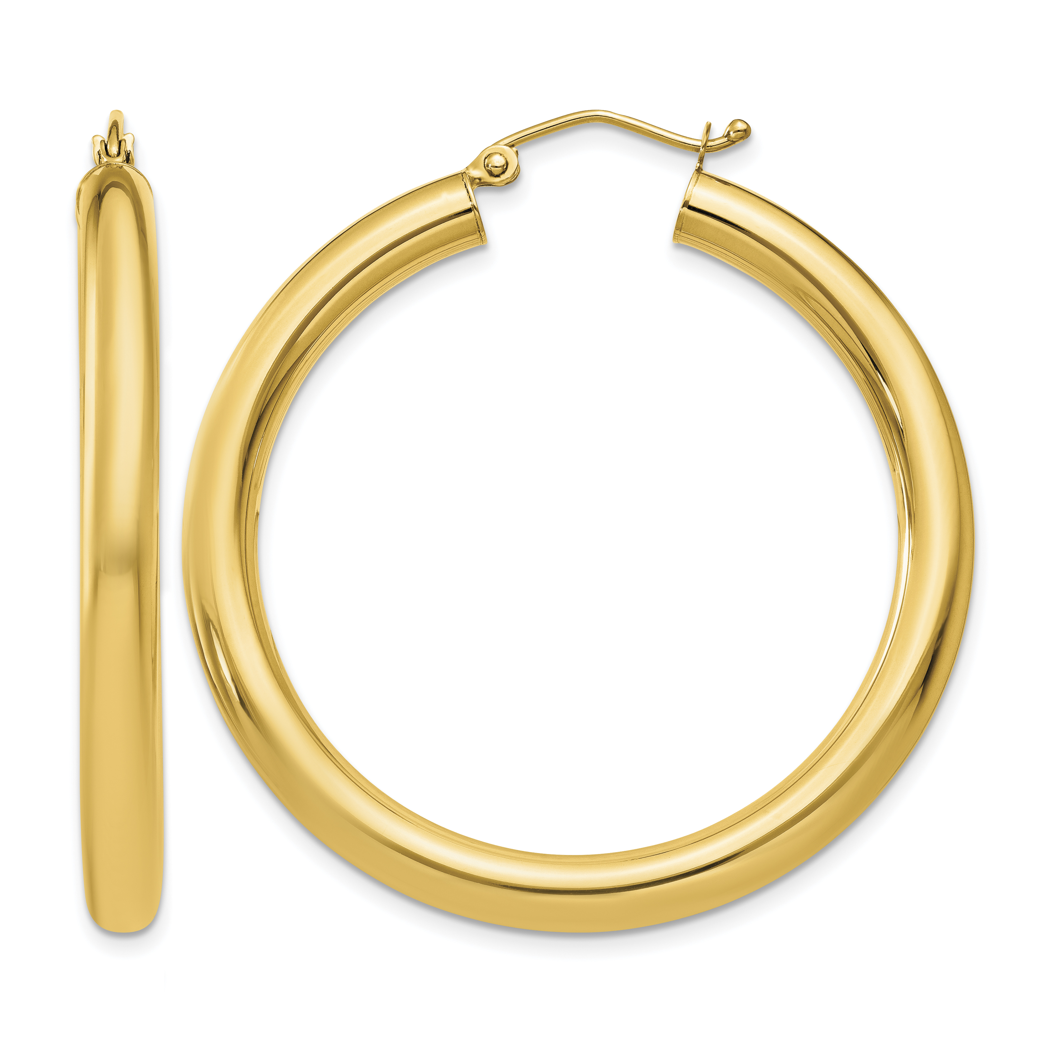 10k Polished 4mm Lightweight Tube Hoop Earrings (10T947L)