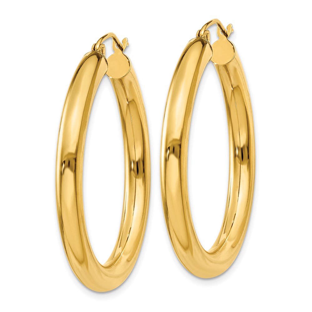 10k Polished 4mm Lightweight Tube Hoop Earrings (10T948L)