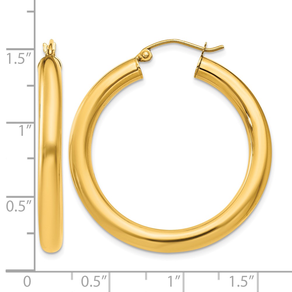 10k Polished 4mm Lightweight Tube Hoop Earrings (10T948L)