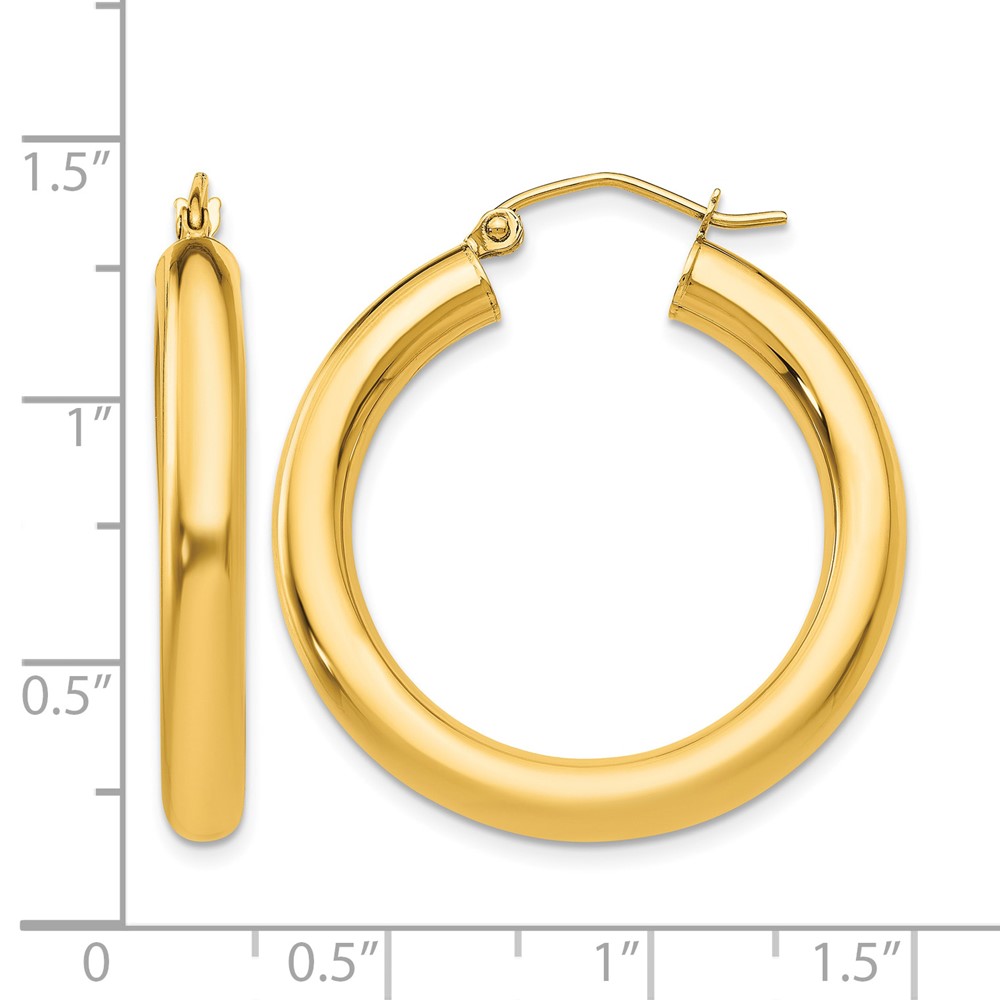 10k Polished 4mm Lightweight Tube Hoop Earrings (10T949L)