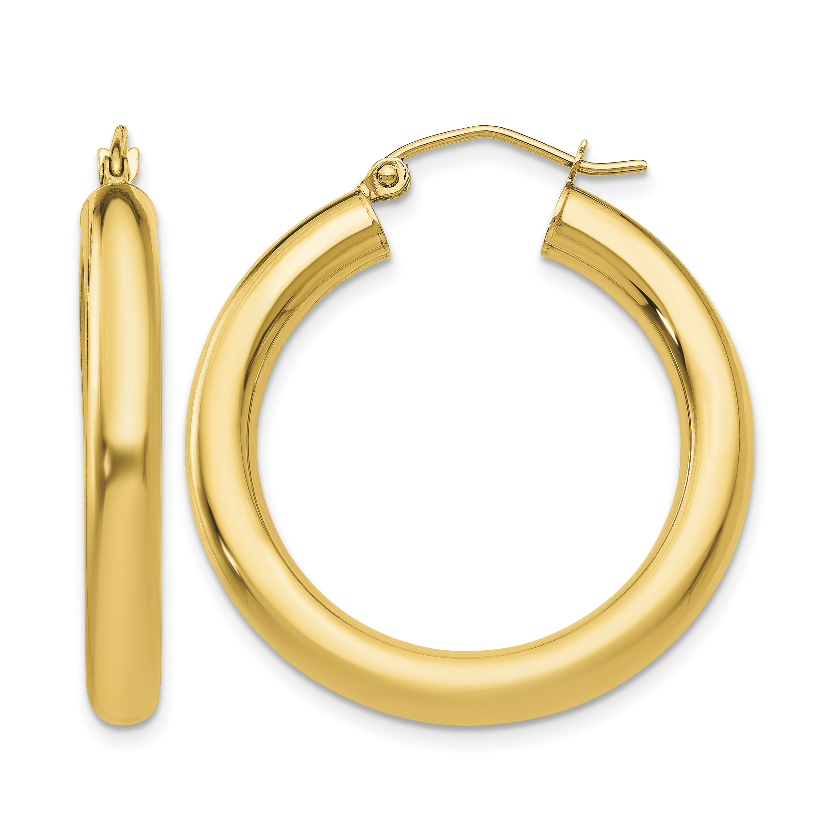 10k Polished 4mm Lightweight Tube Hoop Earrings (10T949L)