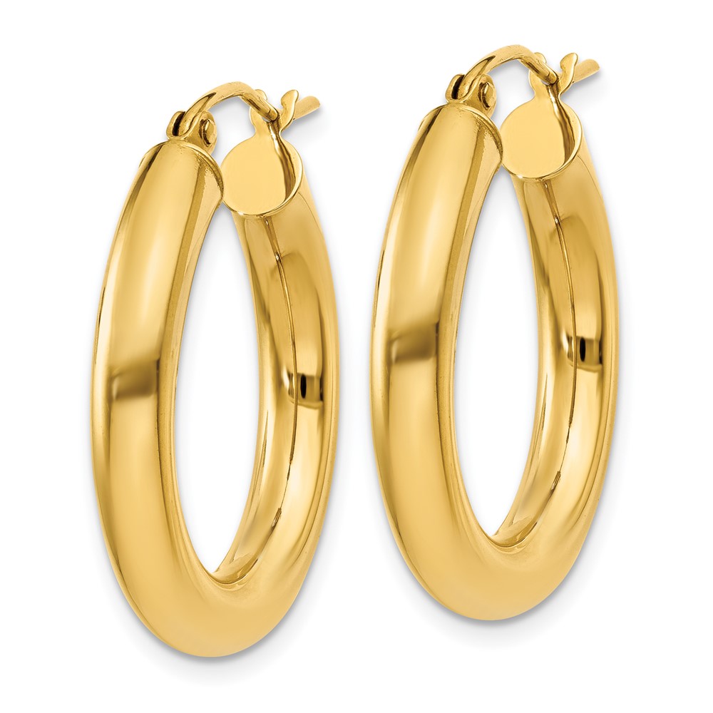 10K Polished 4mm Tube Hoop Earrings (10T950)