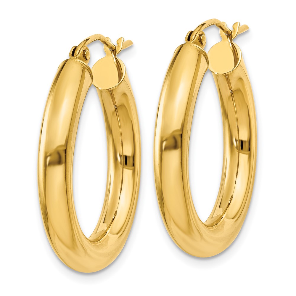 10k Polished 4mm Lightweight Tube Hoop Earrings (10T950L)