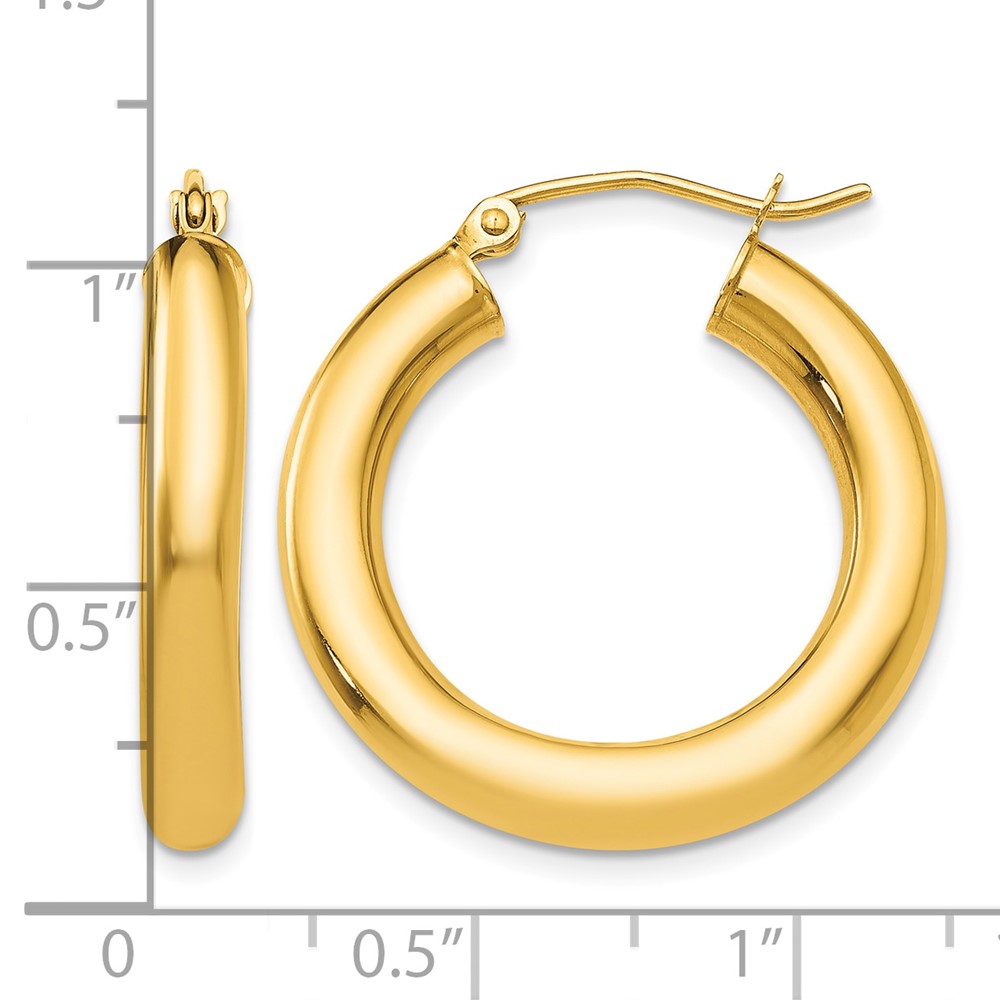10k Polished 4mm Lightweight Tube Hoop Earrings (10T950L)