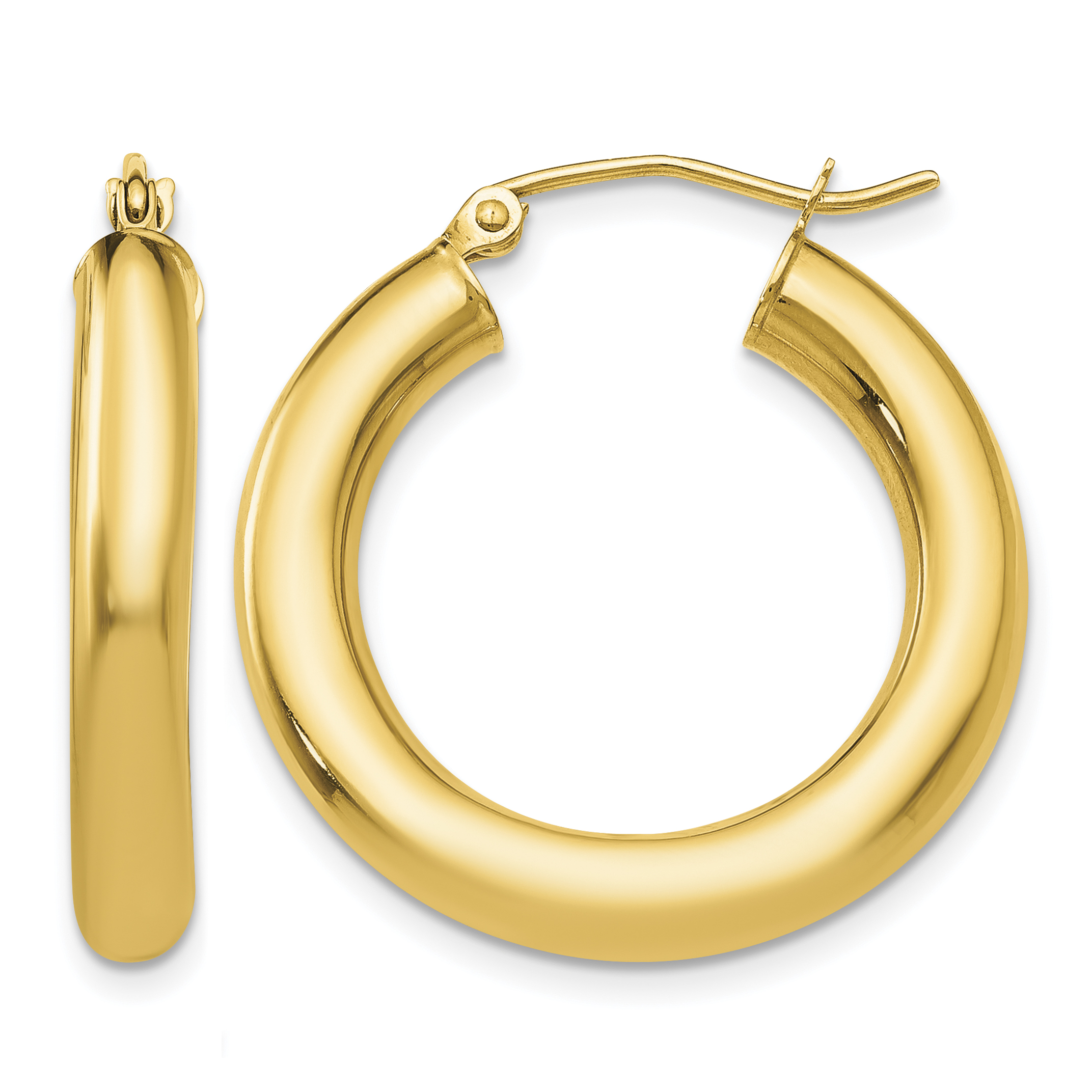 10k Polished 4mm Lightweight Tube Hoop Earrings (10T950L)