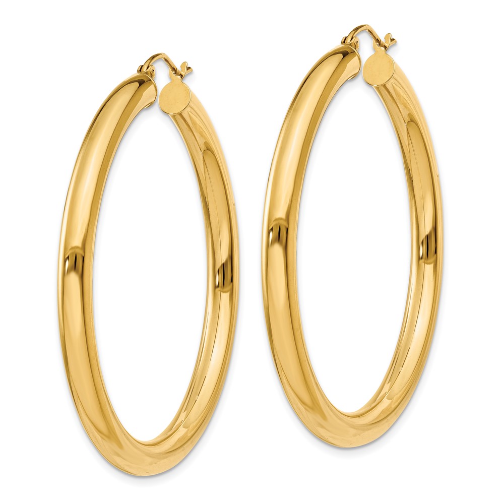 10K Polished 4mm Tube Hoop Earrings (10T951)