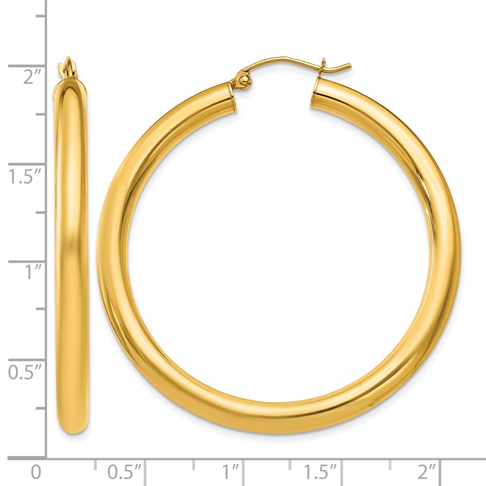 10K Polished 4mm Tube Hoop Earrings (10T951)