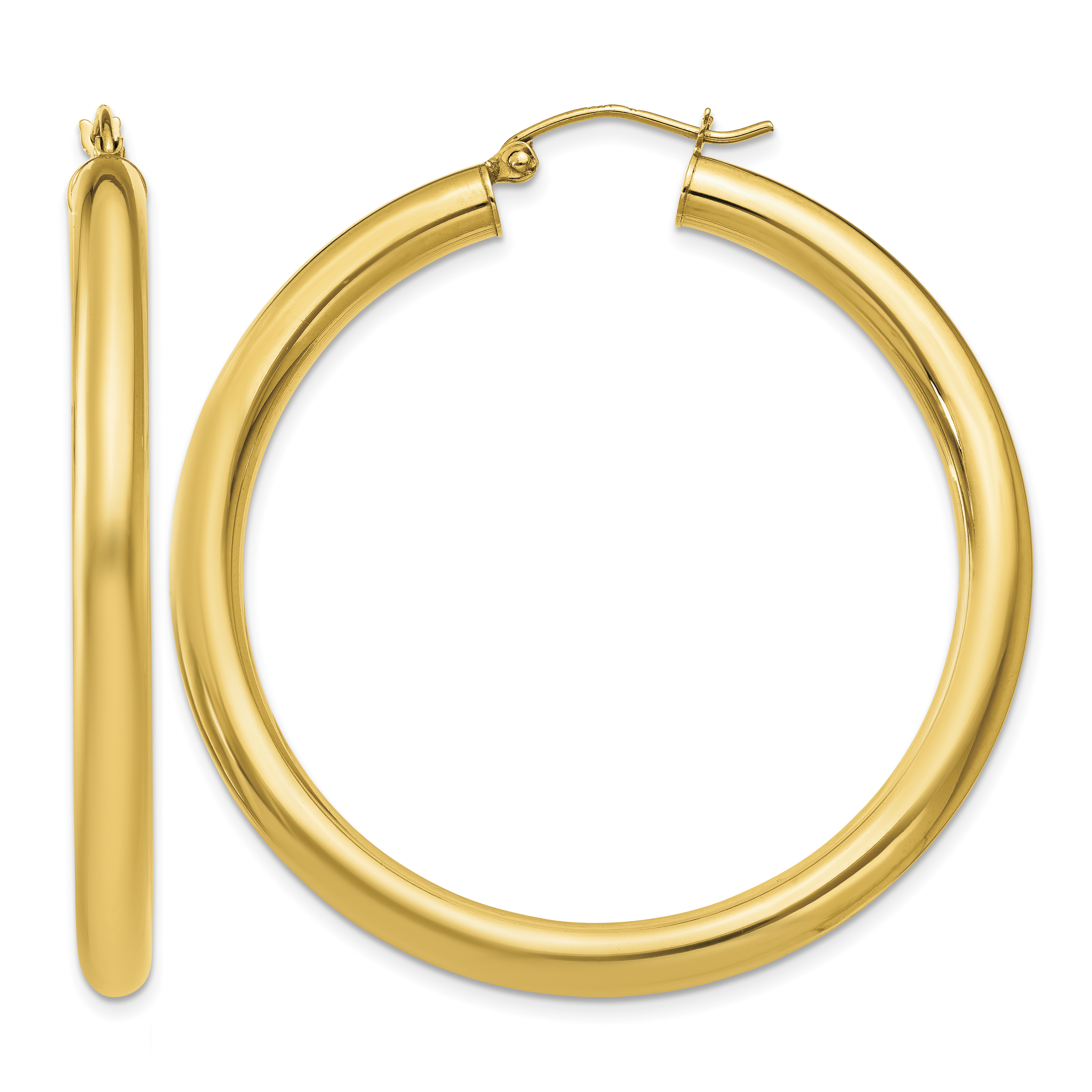 10K Polished 4mm Tube Hoop Earrings (10T951)