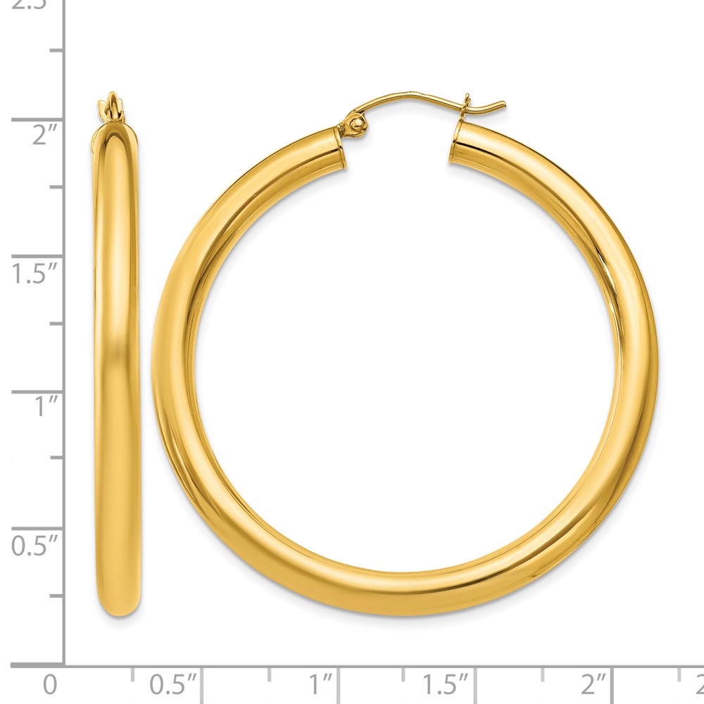 10k Polished 4mm Lightweight Tube Hoop Earrings (10T951L)