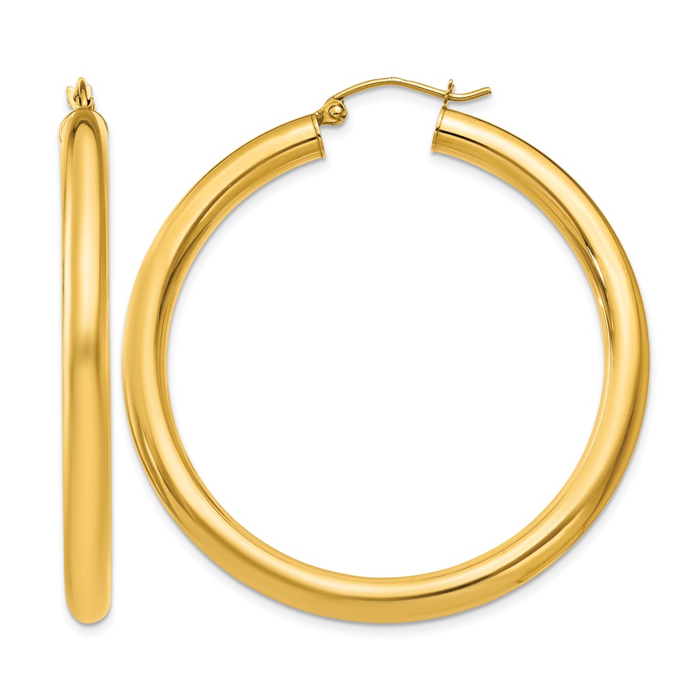 10k Polished 4mm Lightweight Tube Hoop Earrings (10T951L)