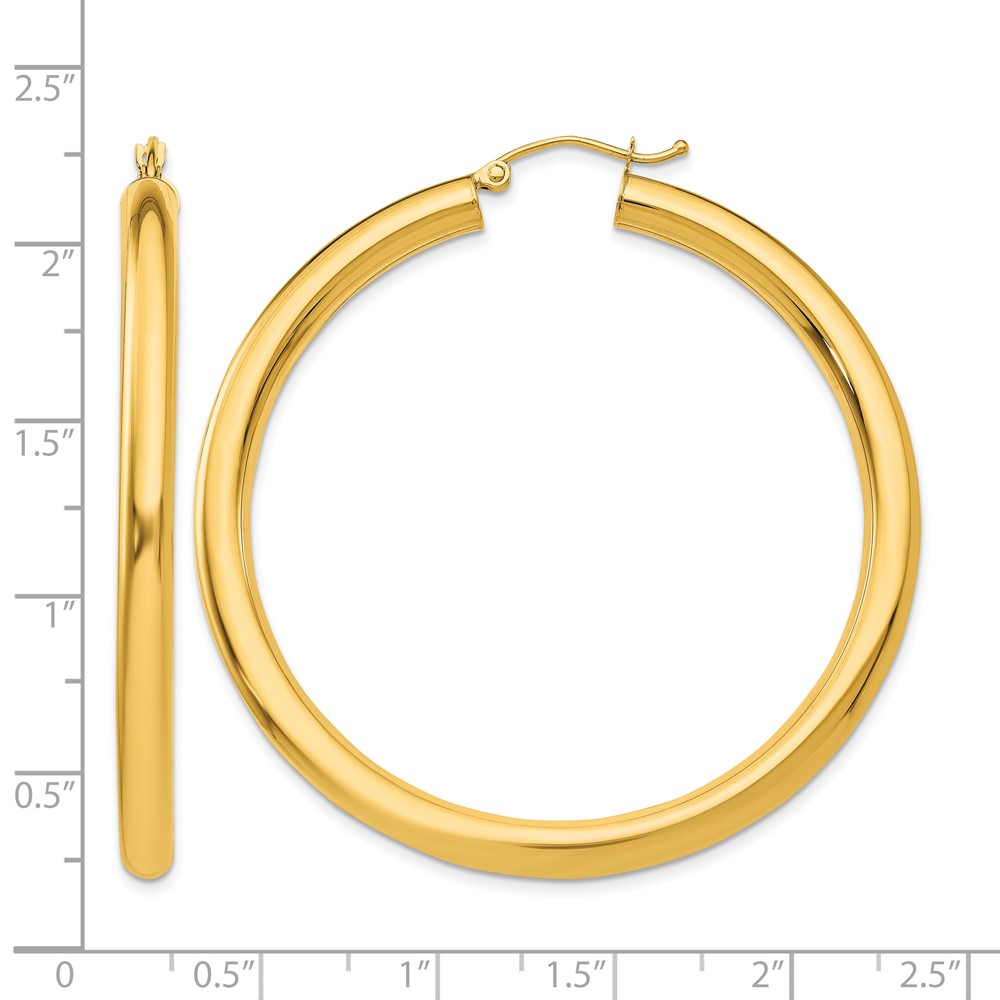 10K Polished 4mm Tube Hoop Earrings (10T952)