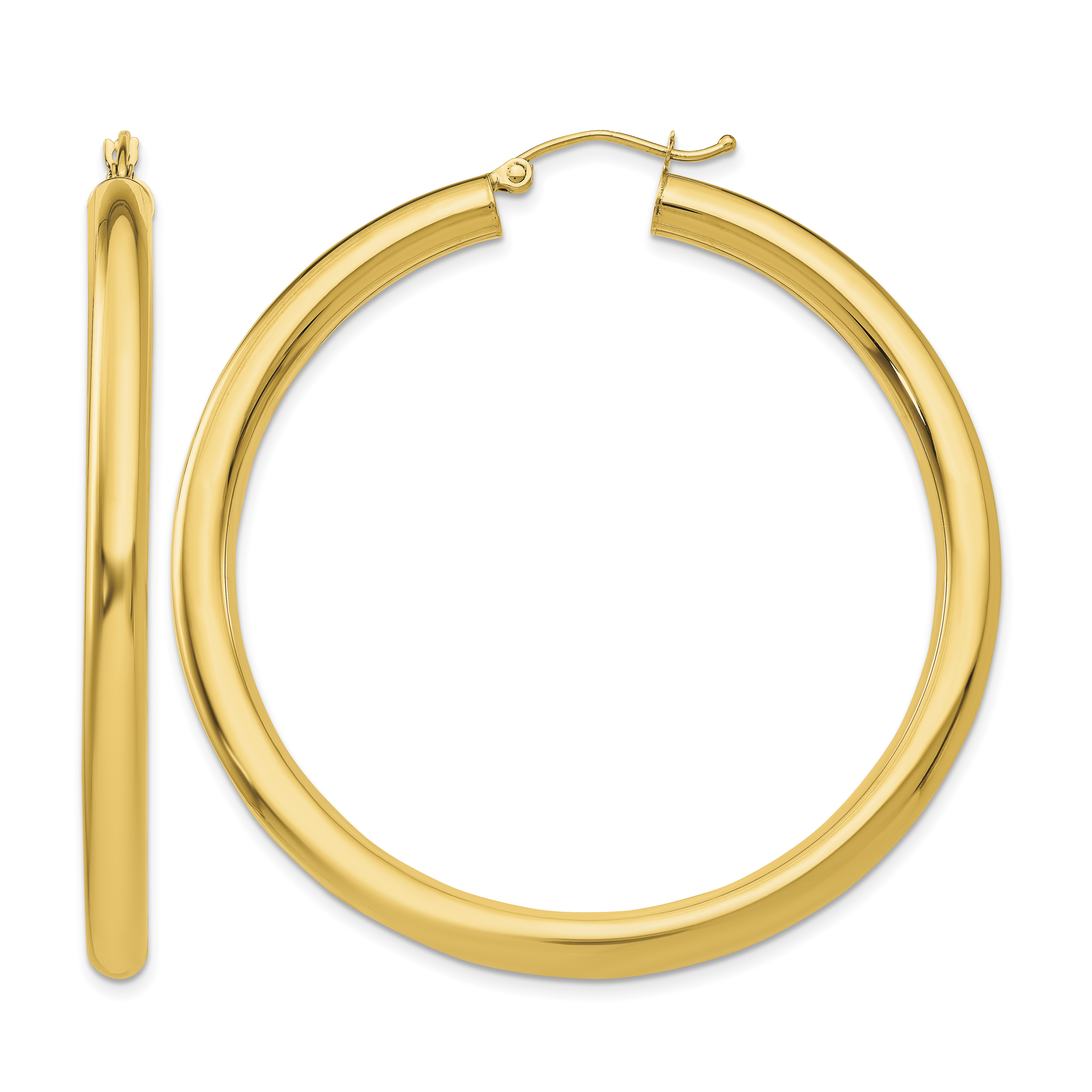10K Polished 4mm Tube Hoop Earrings (10T952)