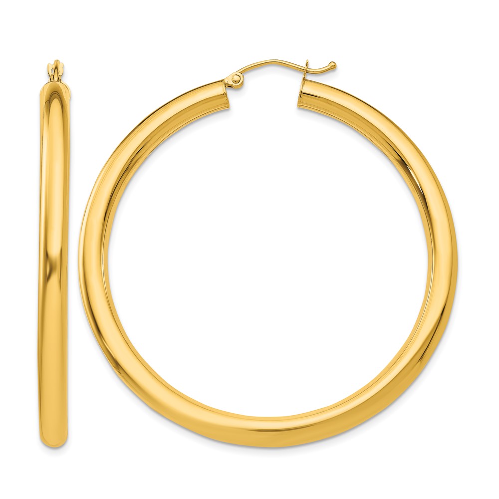 10K Polished 4mm Tube Hoop Earrings (10T952)
