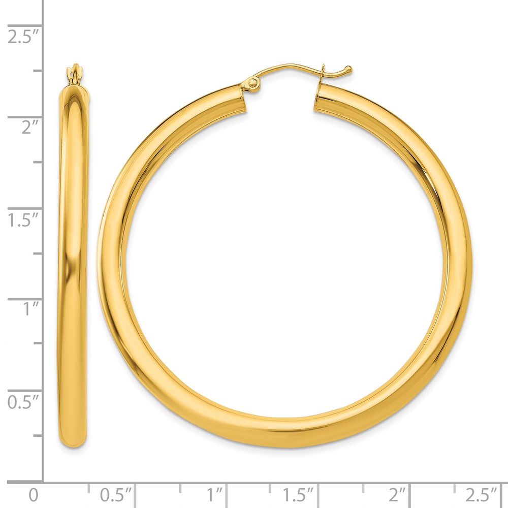 10k Polished 4mm Lightweight Tube Hoop Earrings (10T952L)
