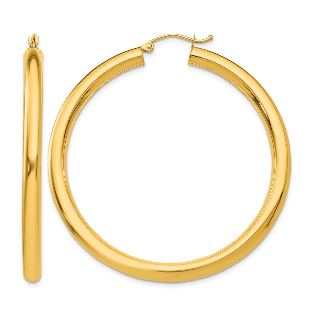 10k Polished 4mm Lightweight Tube Hoop Earrings (10T952L)