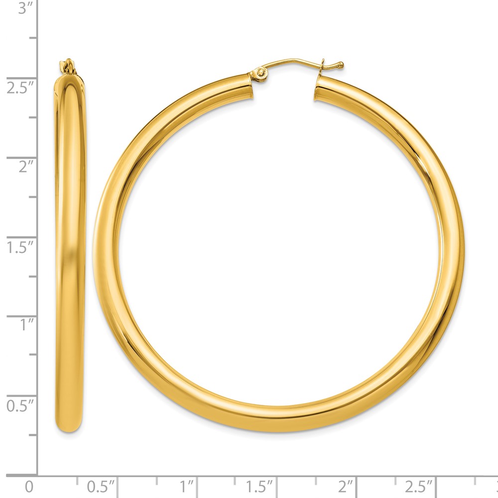 10K Polished 4mm Tube Hoop Earrings (10T953)