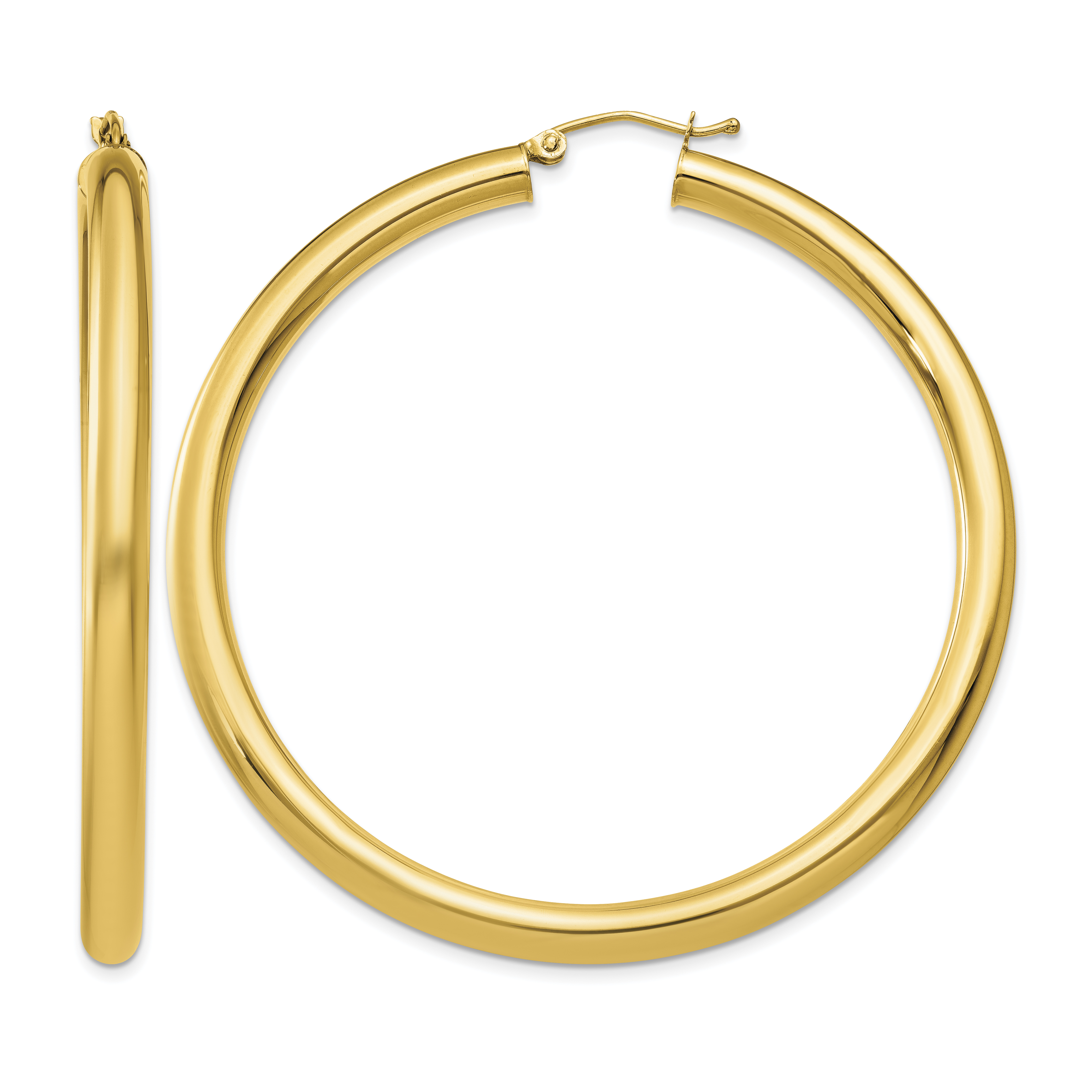 10K Polished 4mm Tube Hoop Earrings (10T953)
