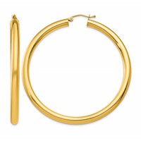 10K Yellow Gold Polished 4mm Tube Hoop Earrings view 1