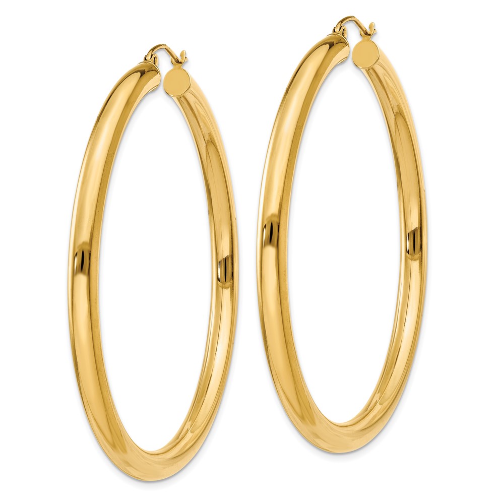 10k Polished 4mm Lightweight Tube Hoop Earrings (10T953L)
