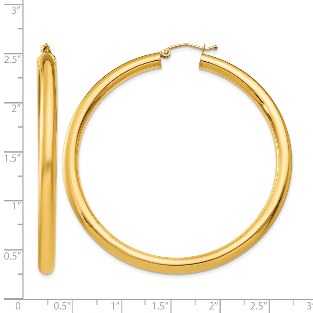 10k Polished 4mm Lightweight Tube Hoop Earrings (10T953L)