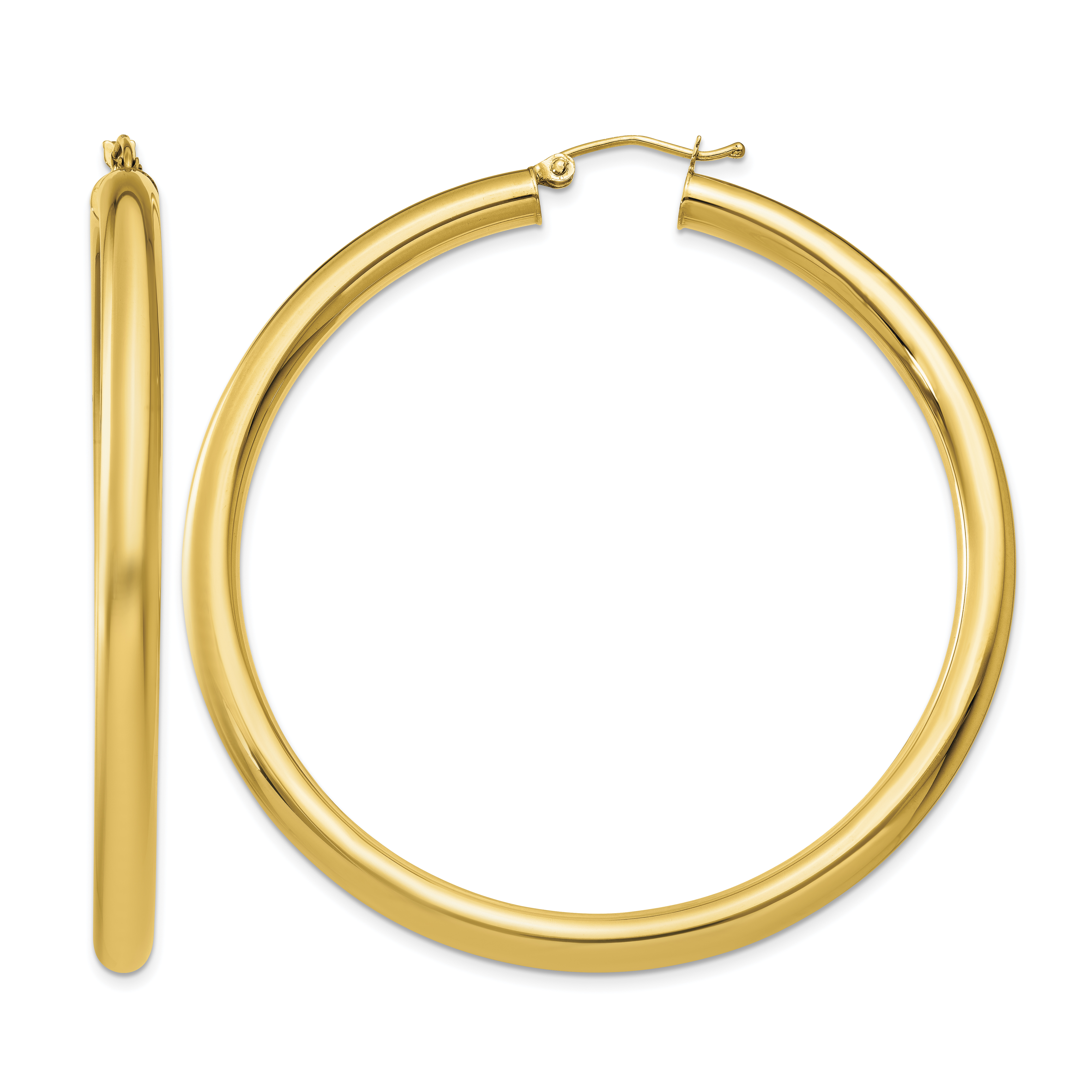 10k Polished 4mm Lightweight Tube Hoop Earrings (10T953L)