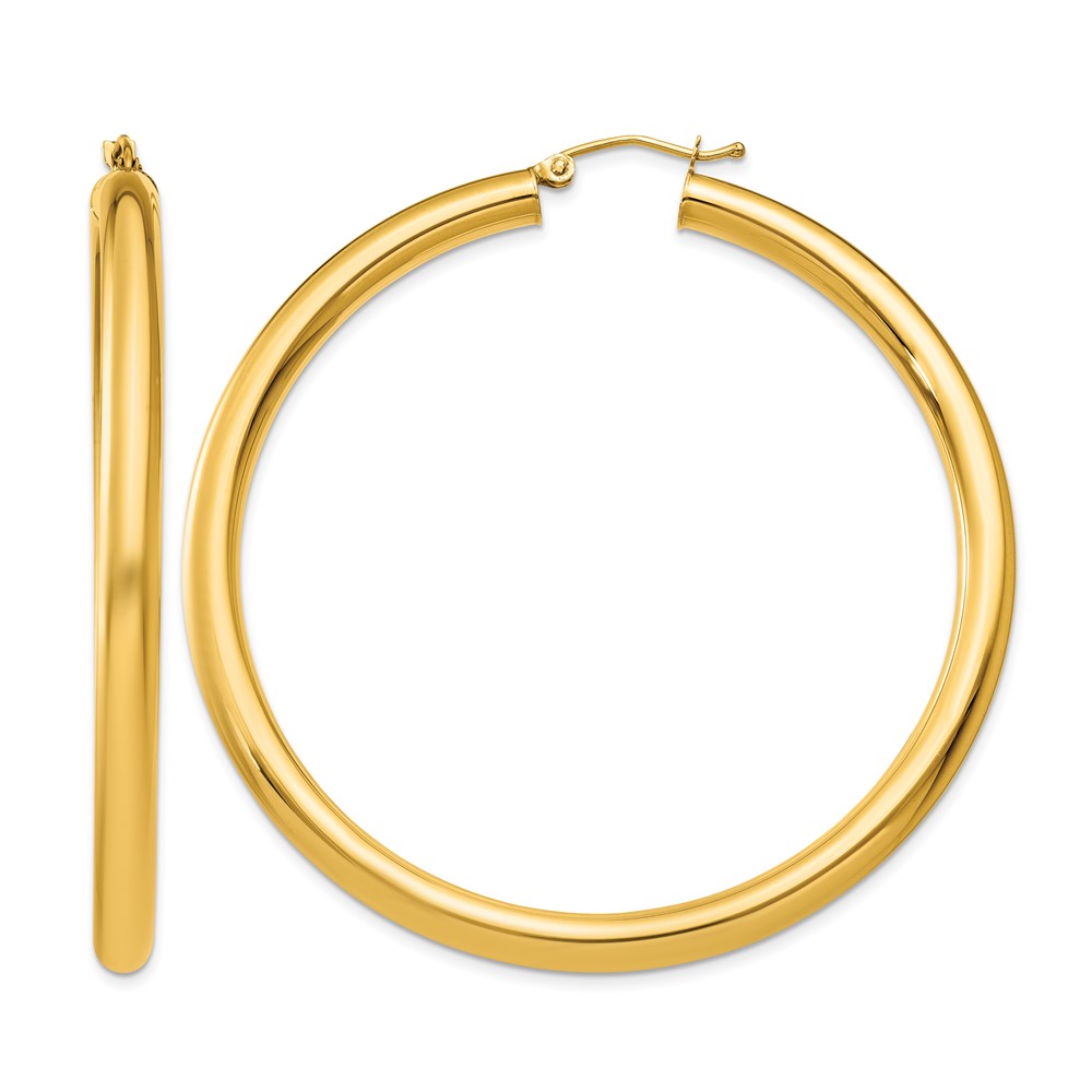 10k Polished 4mm Lightweight Tube Hoop Earrings (10T953L)