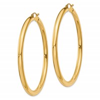 10K Yellow Gold Polished 4mm Tube Hoop Earrings view 2