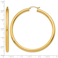 10K Yellow Gold Polished 4mm Tube Hoop Earrings view 4