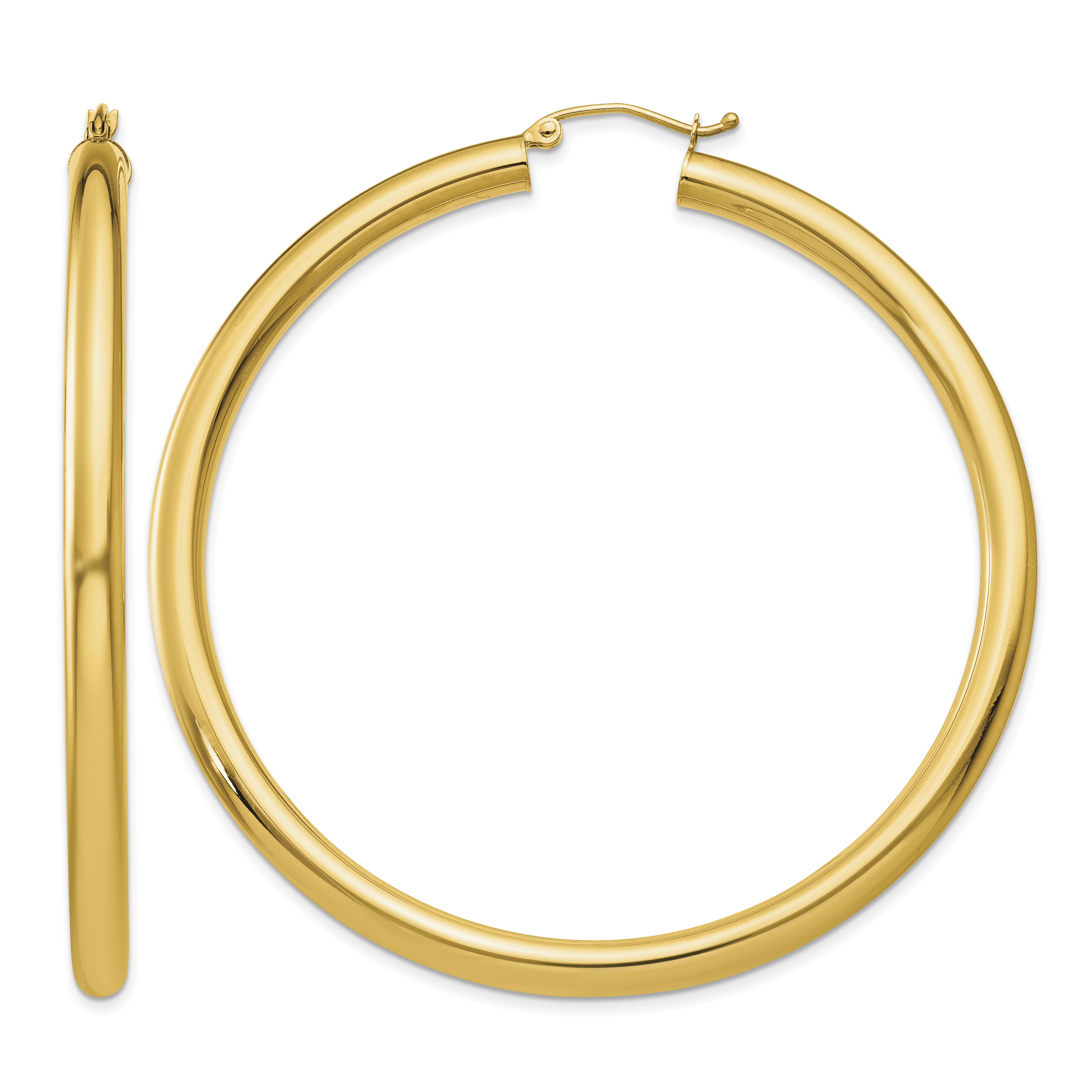 10K Polished 4mm Tube Hoop Earrings (10T954)
