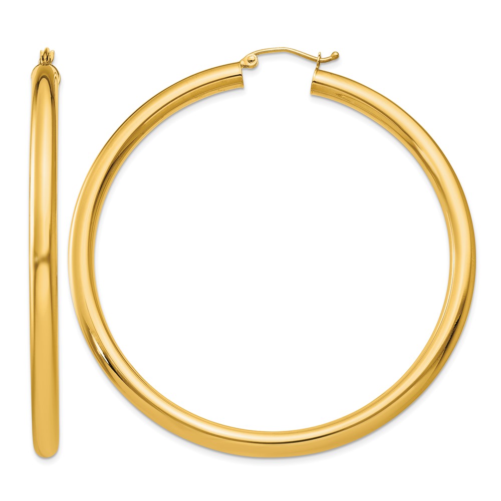 10K Polished 4mm Tube Hoop Earrings (10T954)
