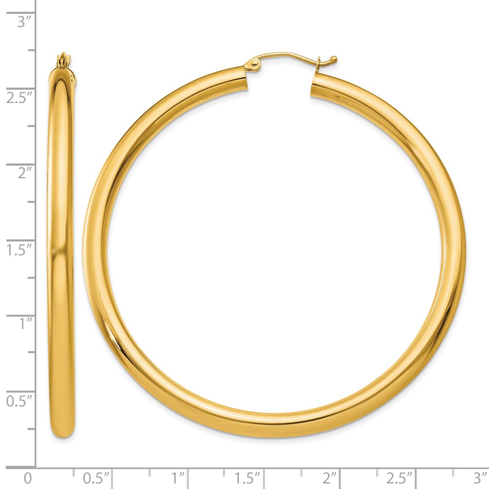 10k Polished 4mm Lightweight Tube Hoop Earrings (10T954L)