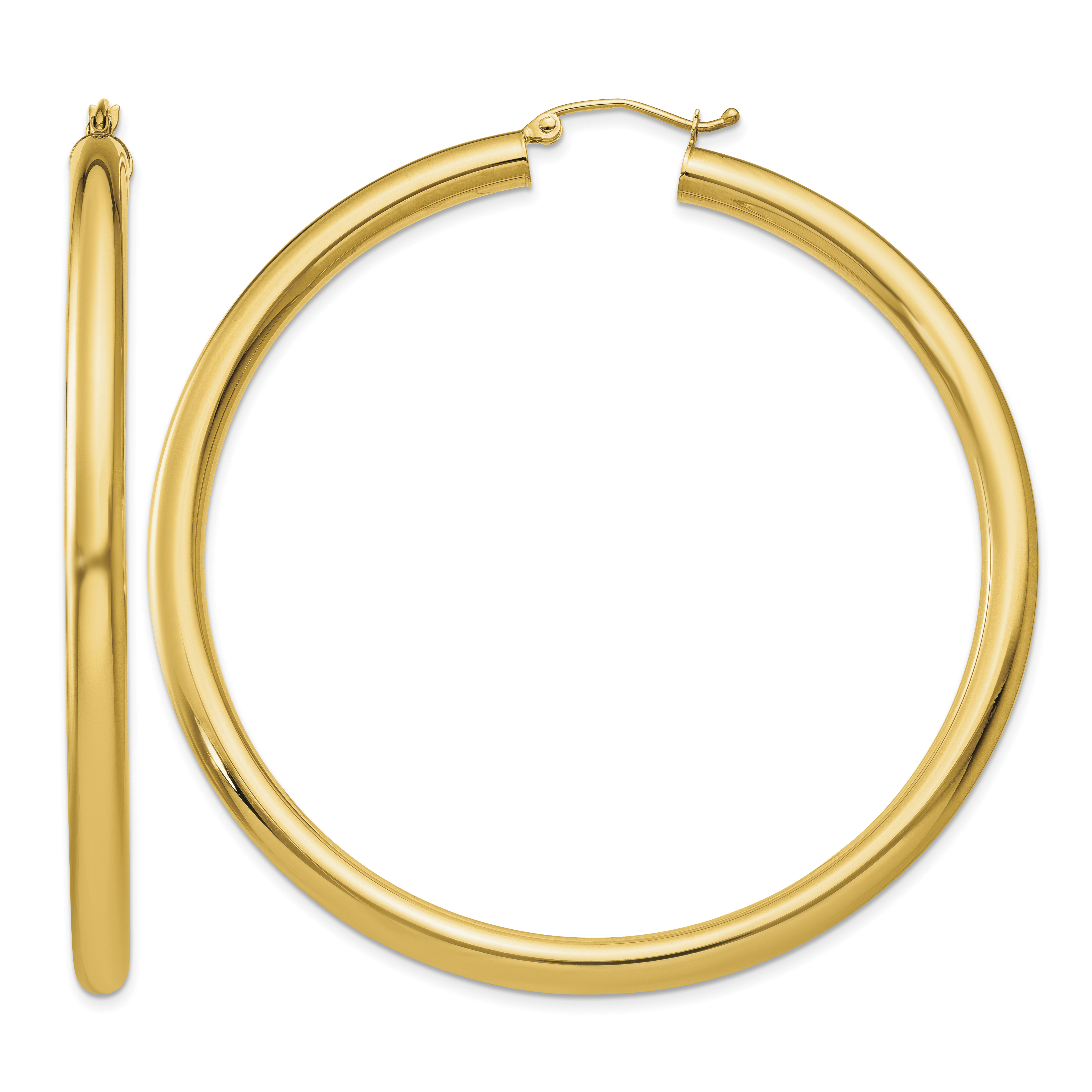 10k Polished 4mm Lightweight Tube Hoop Earrings (10T954L)