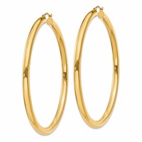 10K Yellow Gold Polished 4mm Tube Hoop Earrings view 2