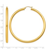 10K Yellow Gold Polished 4mm Tube Hoop Earrings view 4