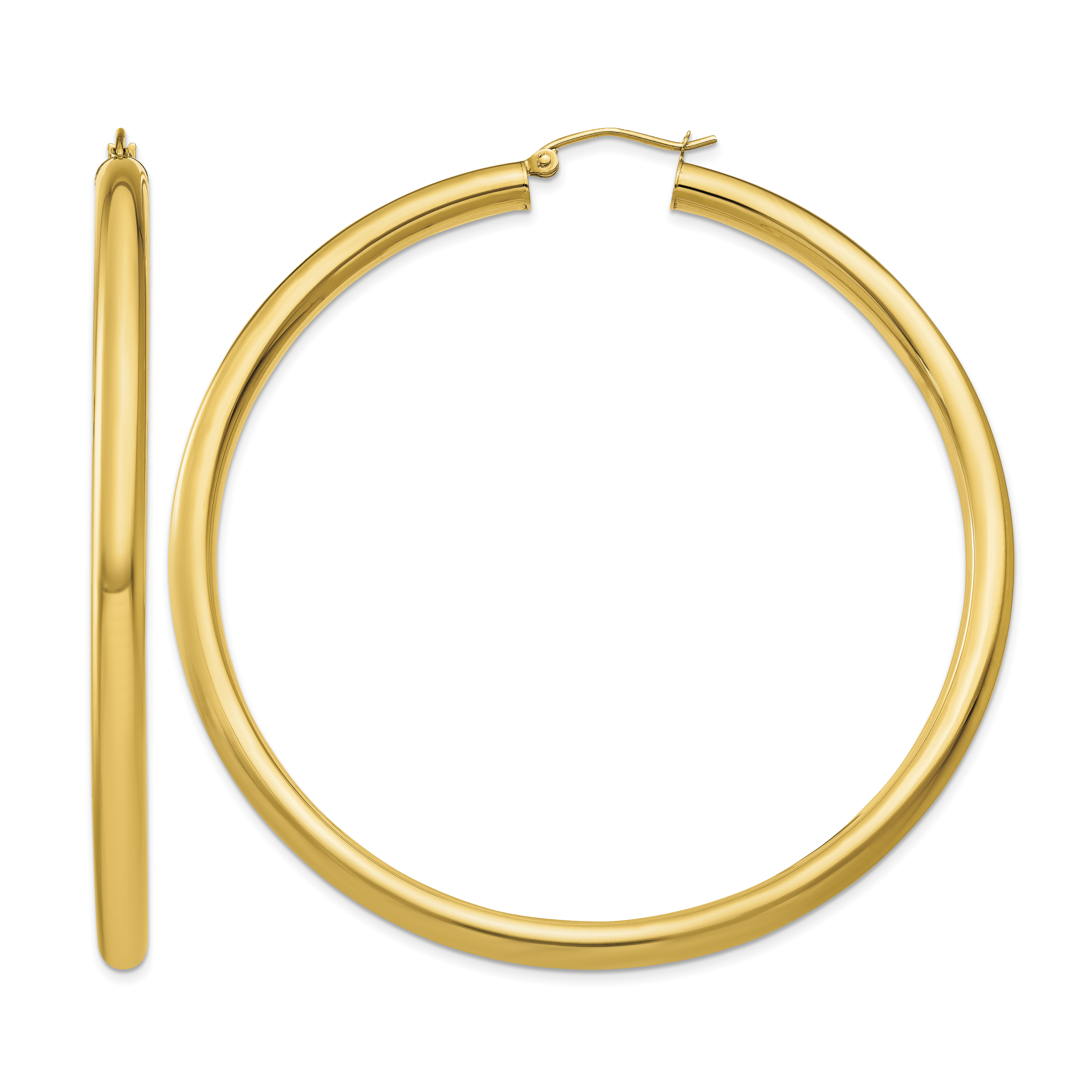 10K Polished 4mm Tube Hoop Earrings (10T955)