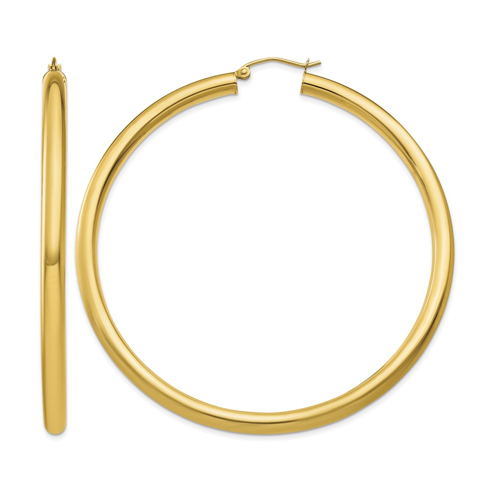 10K Polished 4mm Tube Hoop Earrings (10T955)