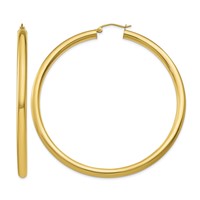 10K Yellow Gold Polished 4mm Tube Hoop Earrings view 1