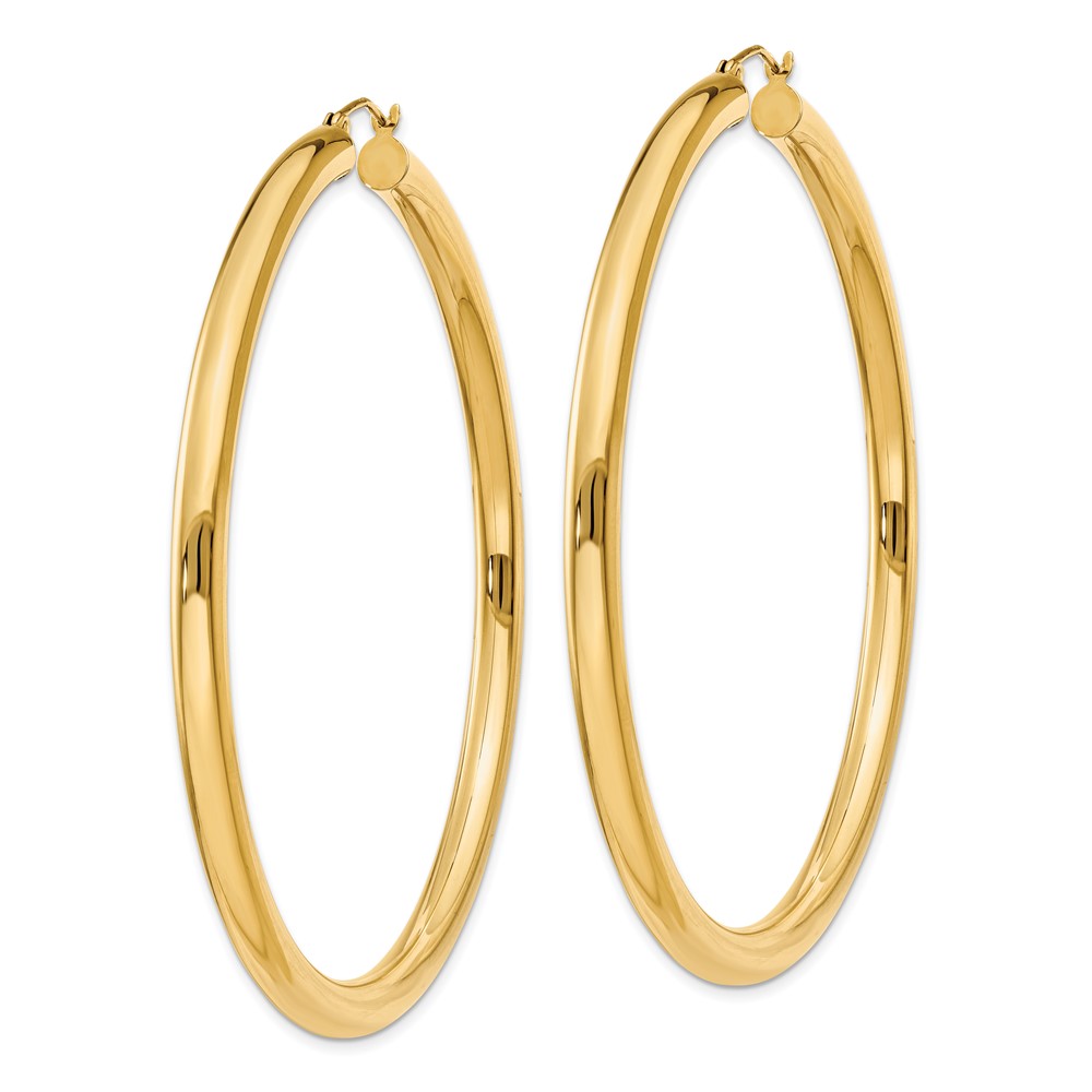 10k Polished 4mm Lightweight Tube Hoop Earrings (10T955L)