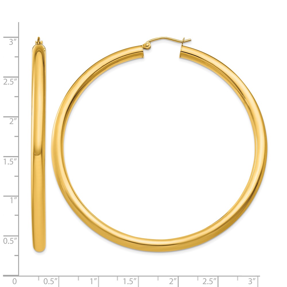 10k Polished 4mm Lightweight Tube Hoop Earrings (10T955L)