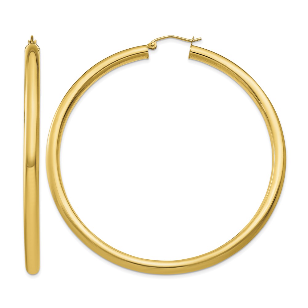 10k Polished 4mm Lightweight Tube Hoop Earrings (10T955L)