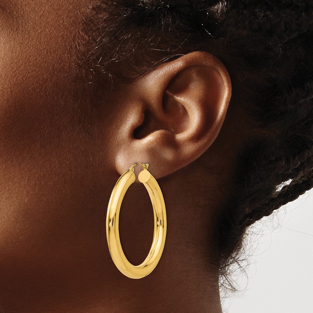 10k Yellow Gold Polished 5mm Lightweight Hoop Earrings (10T956L)