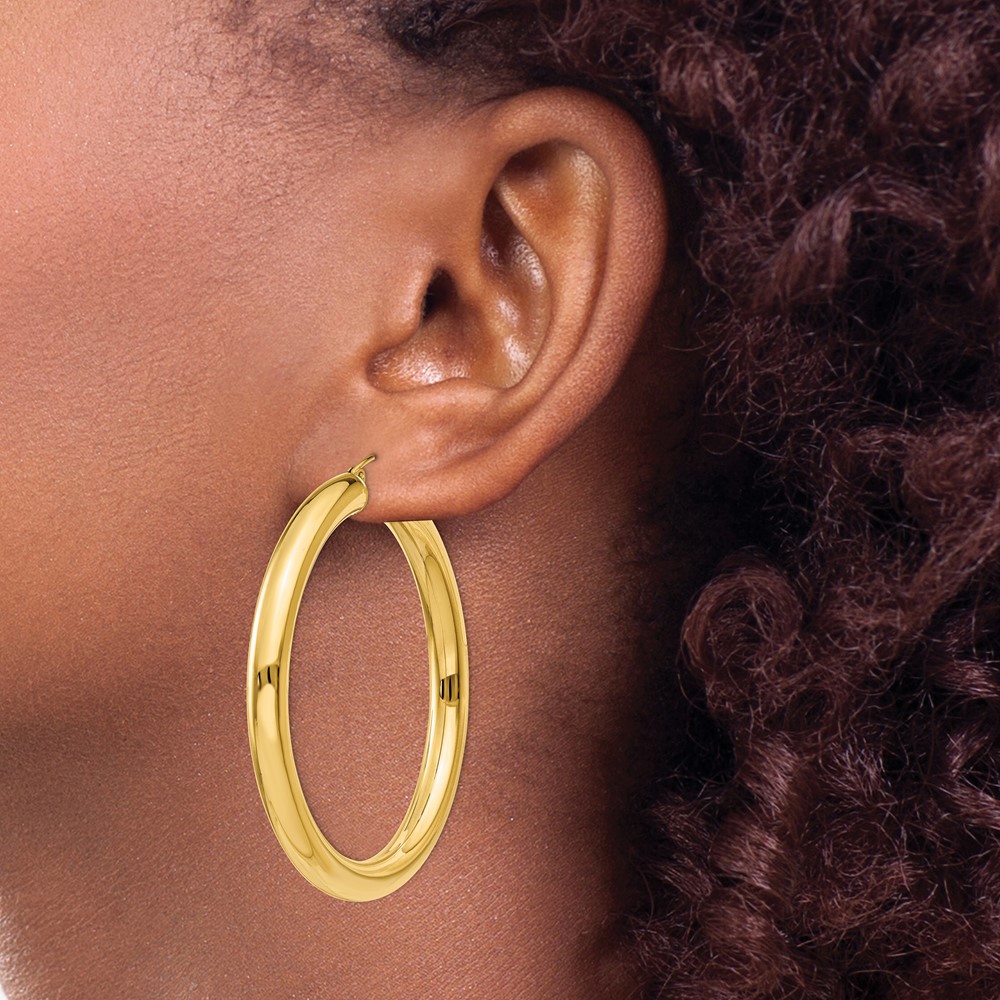 10k Polished 5mm Tube Hoop Earrings (10T957)